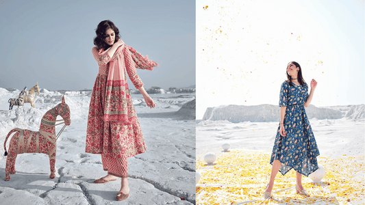 floral and kaftan style kurta set