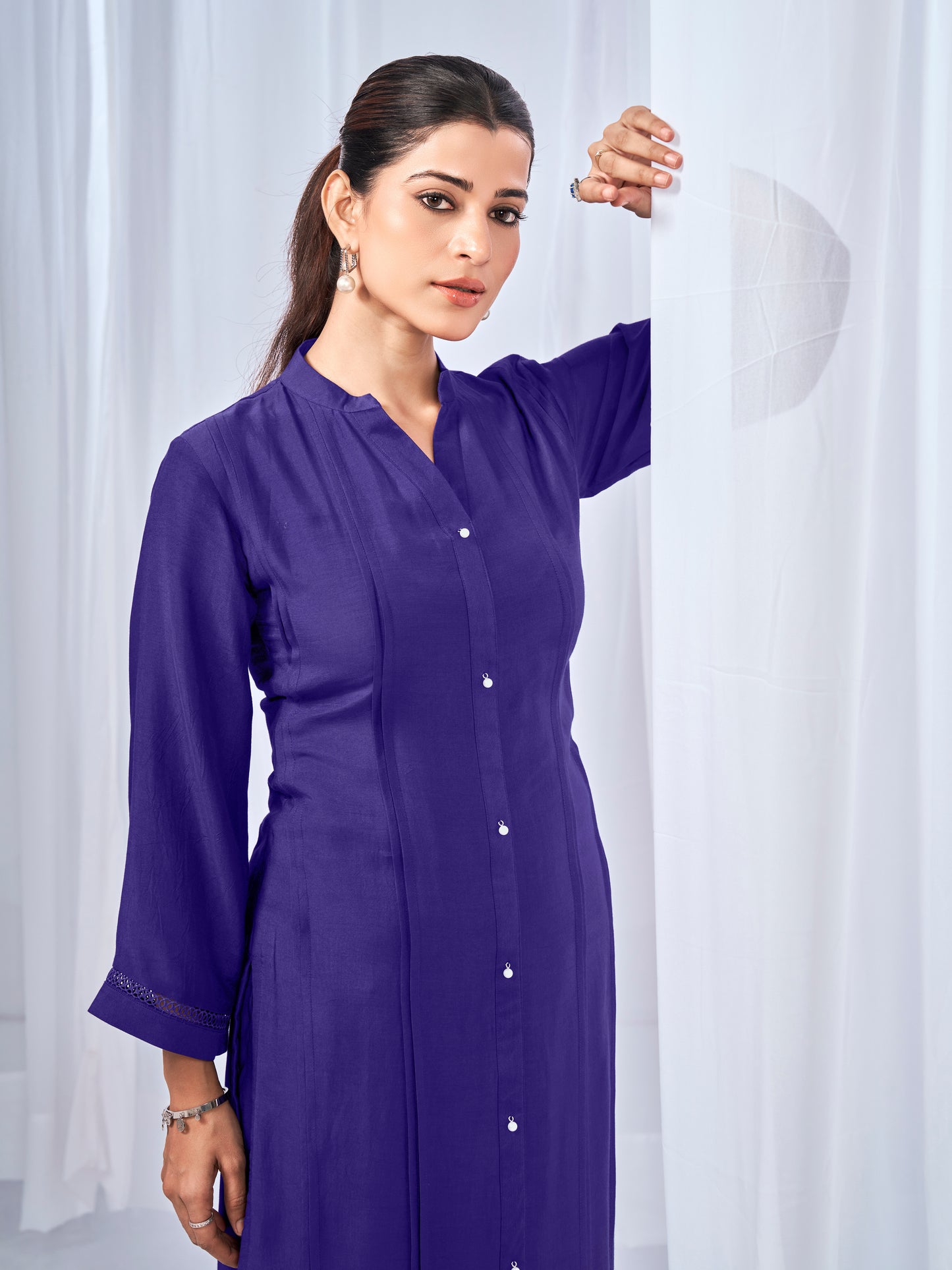 Purple kurta and trousers co-ord set