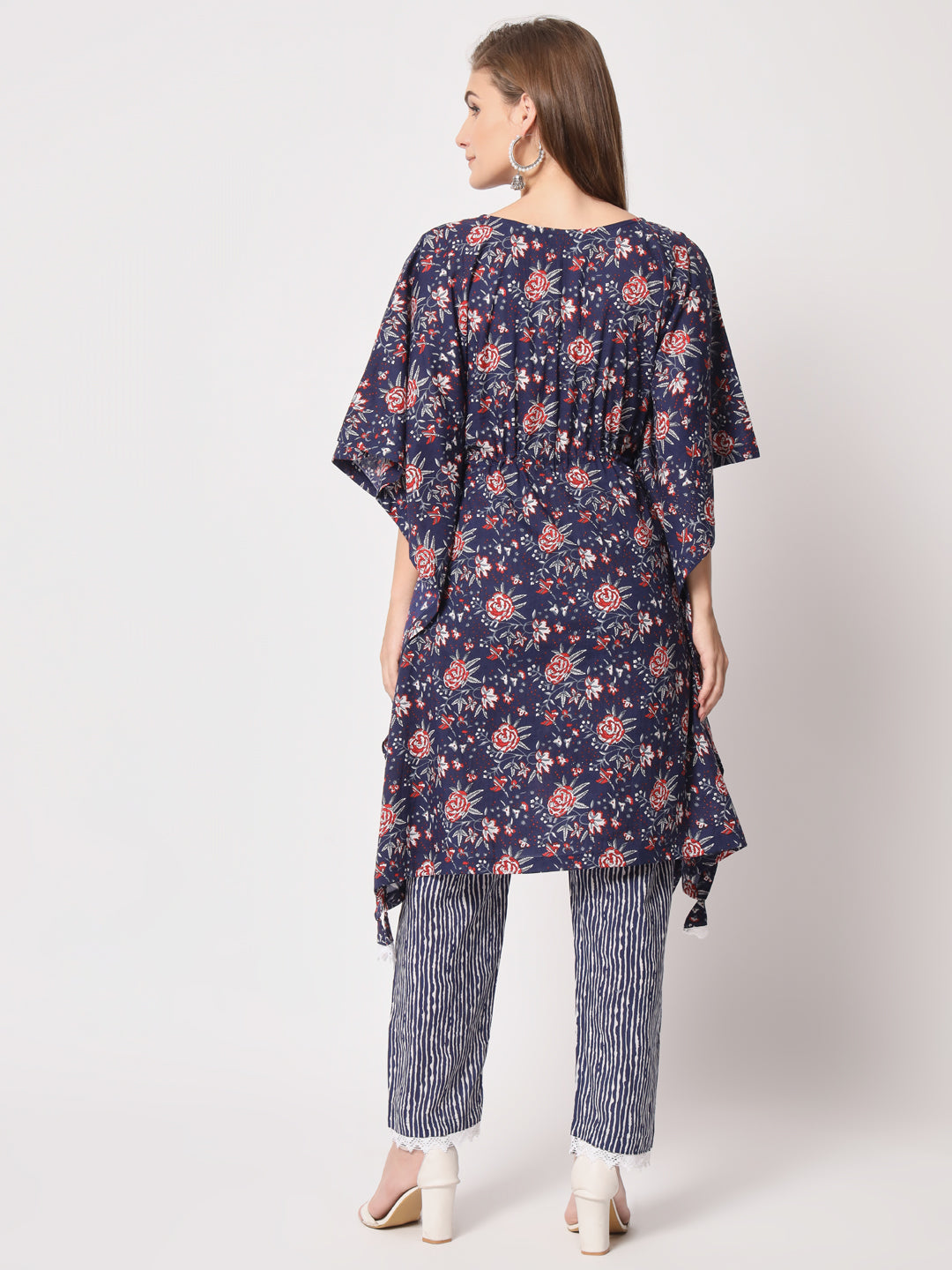Navy blue pure cotton kaftan set.