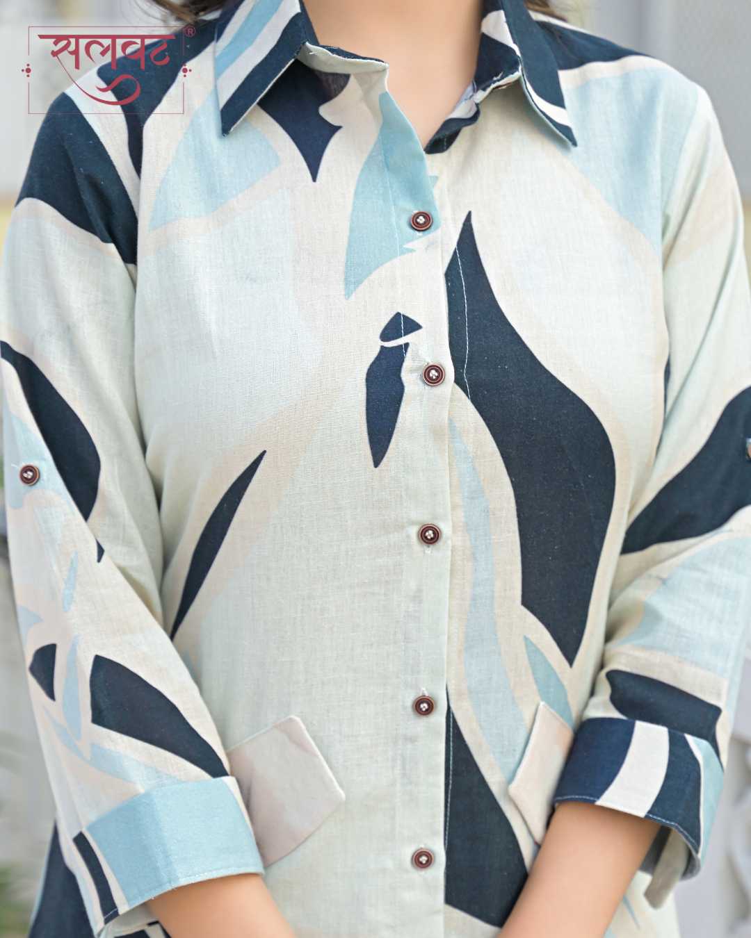 Sky Blue Abstract Printed Kurta Set