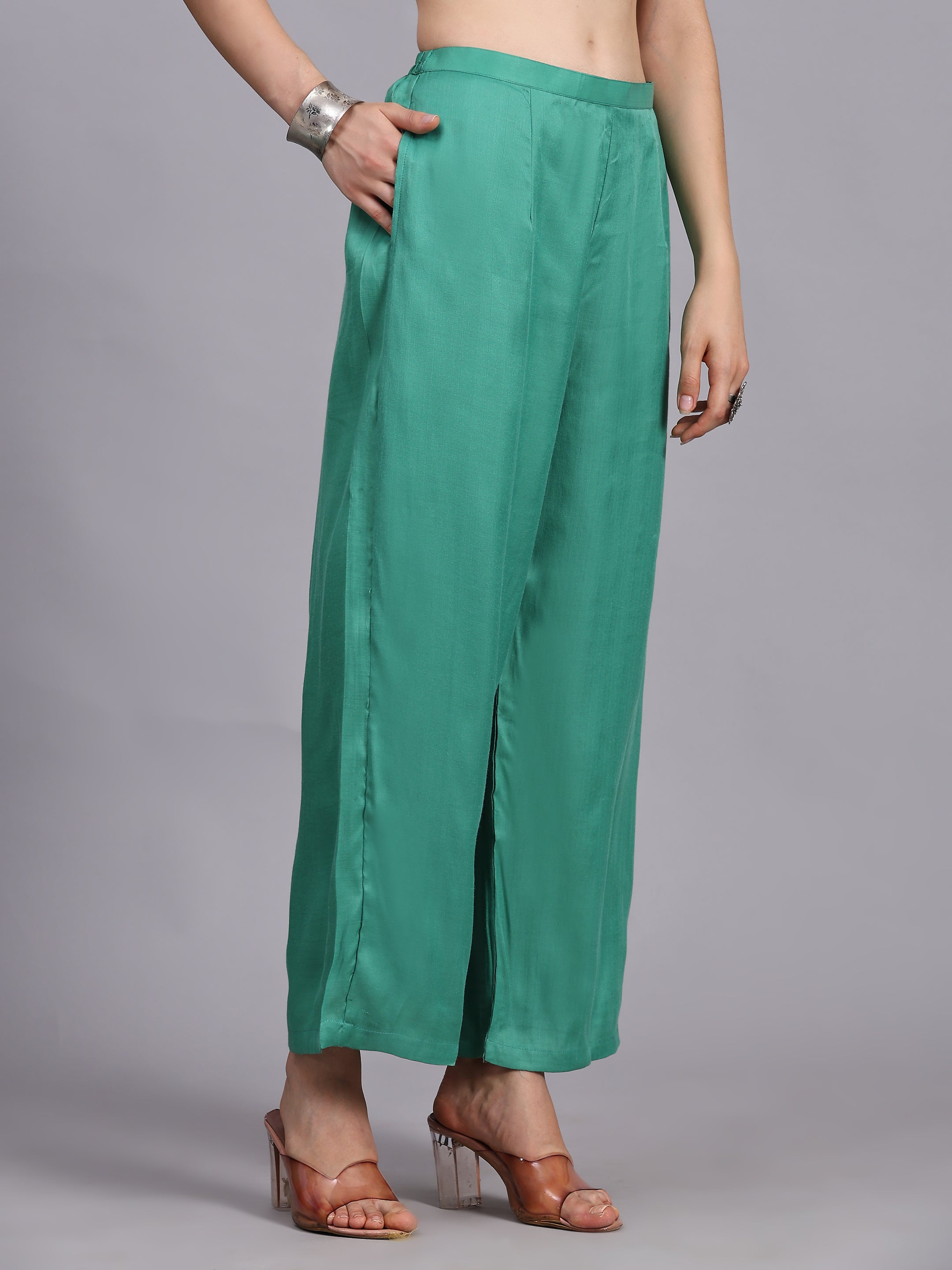 Green Viscose Silk Blend Kurta Set with Dupatta