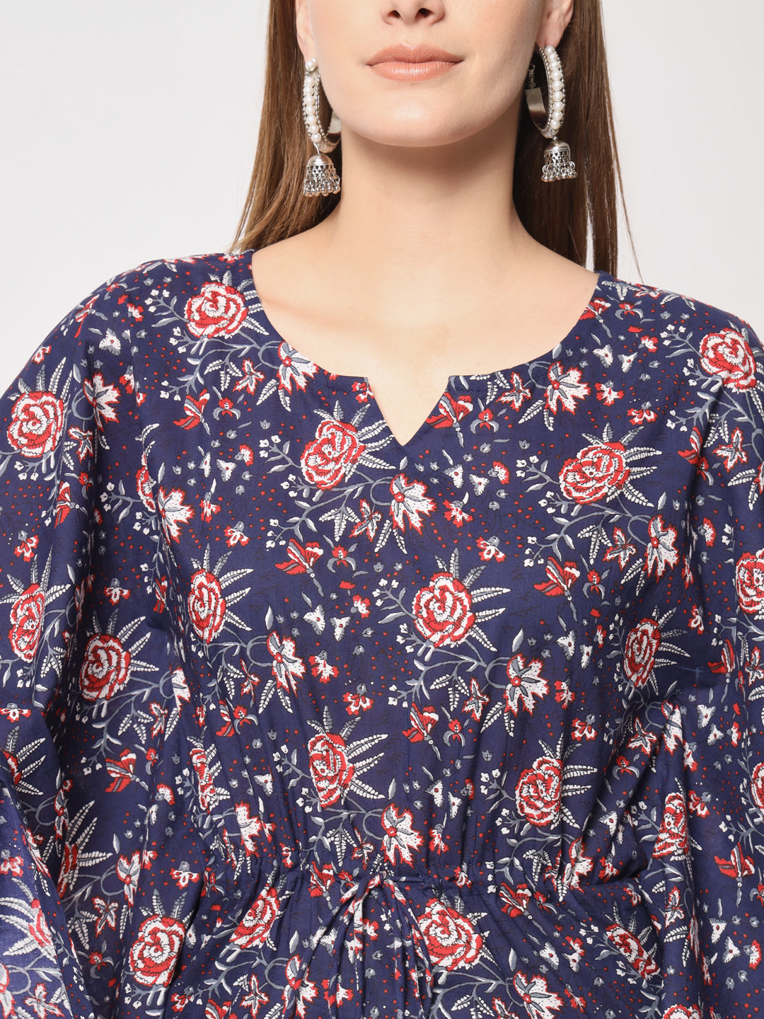 Navy blue pure cotton kaftan set.