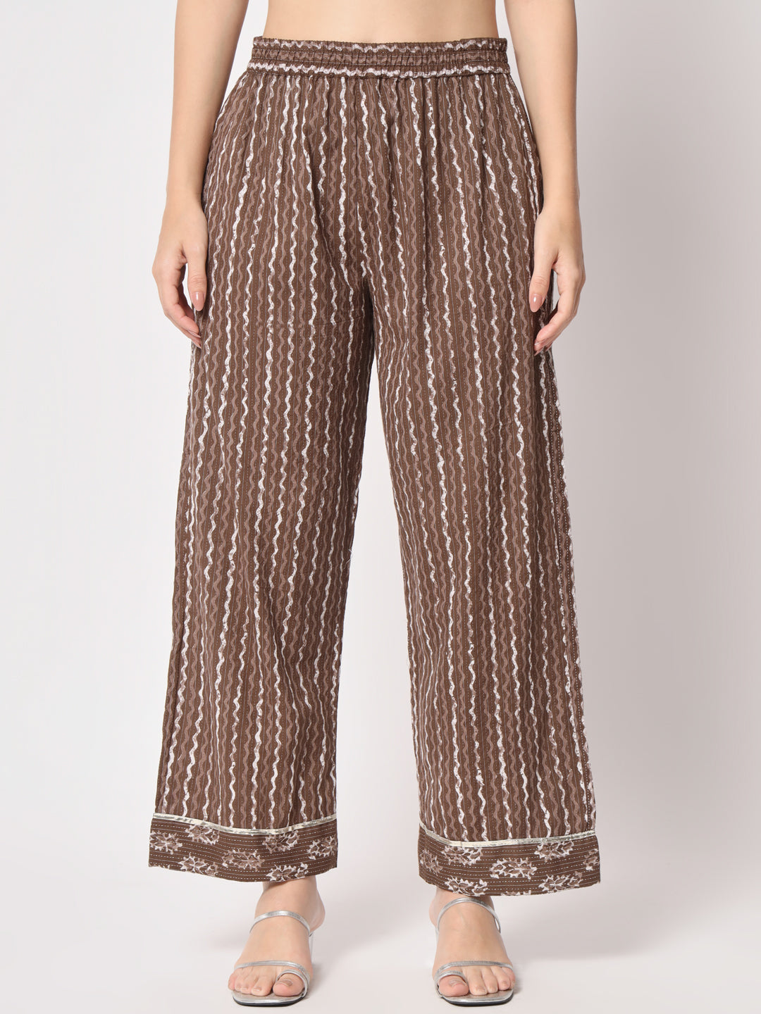 Brown Printed Cotton Kurta Set