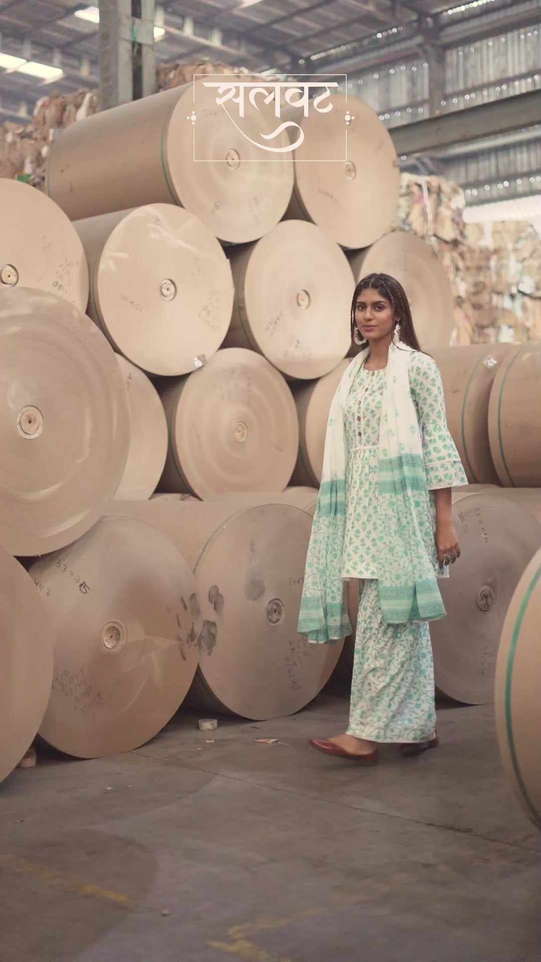 Turquoise & White Cotton Sharara Set