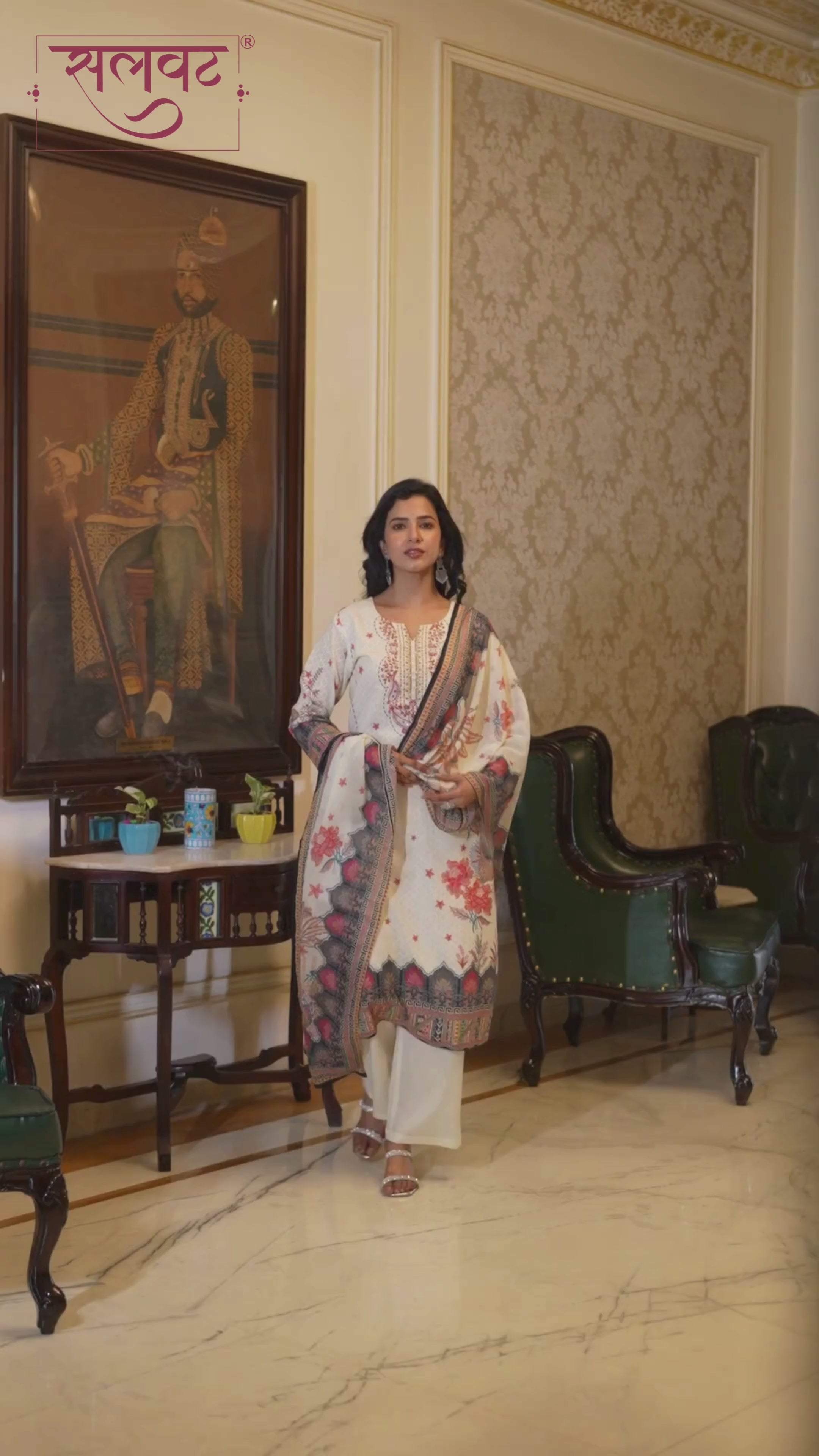 Light Caramel Printed Handwork Kurta Set with Printed Dupatta
