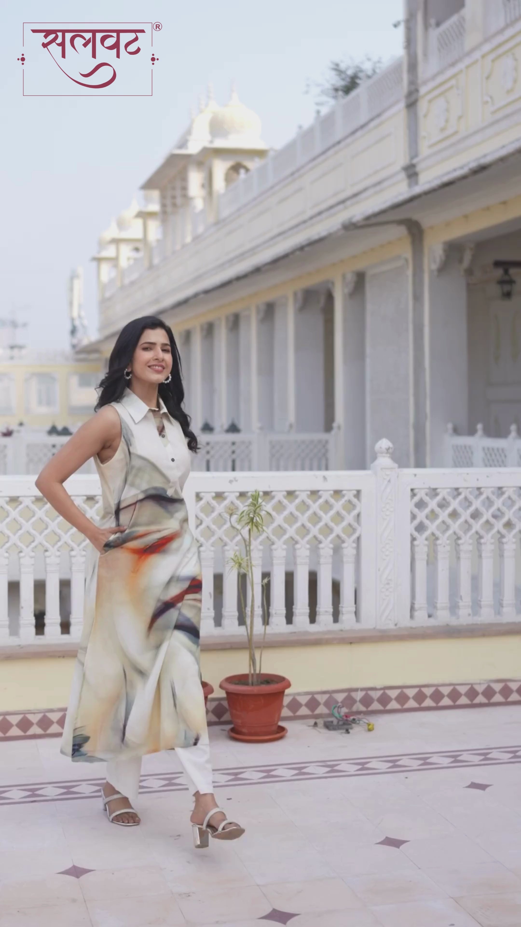 Cream & Rust Pure Cotton Abstract Accents Printed Kurta Set