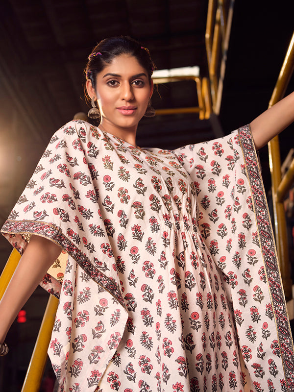 Bugglegum Pink And Dolphin Grey Kaftan Set