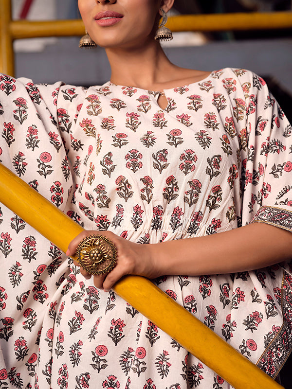Bugglegum Pink And Dolphin Grey Kaftan Set
