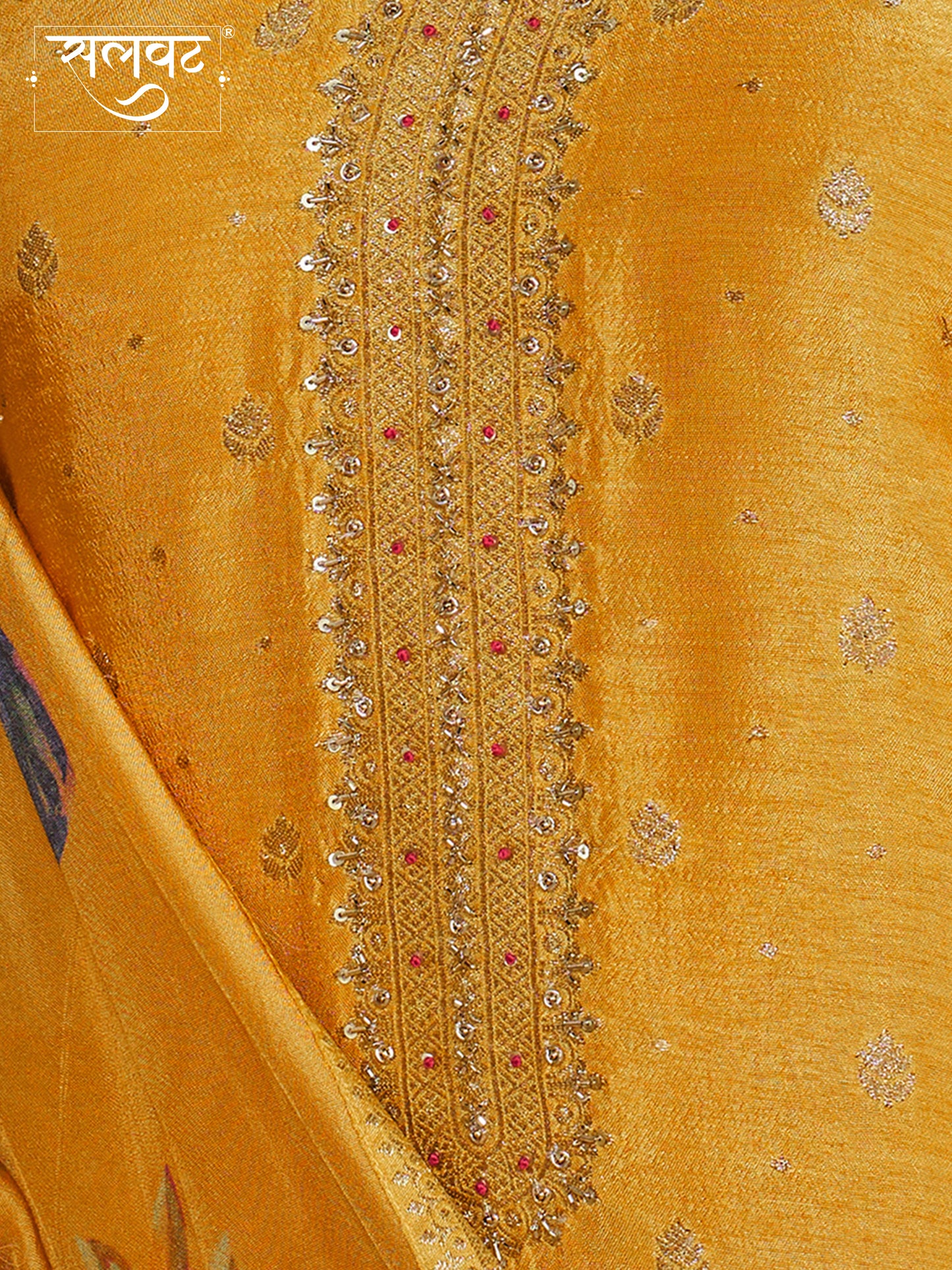 Yellow Dola Silk Kurta Set with Jacquard Work, Paired with a Dola Silk Digital Printed Dupatta