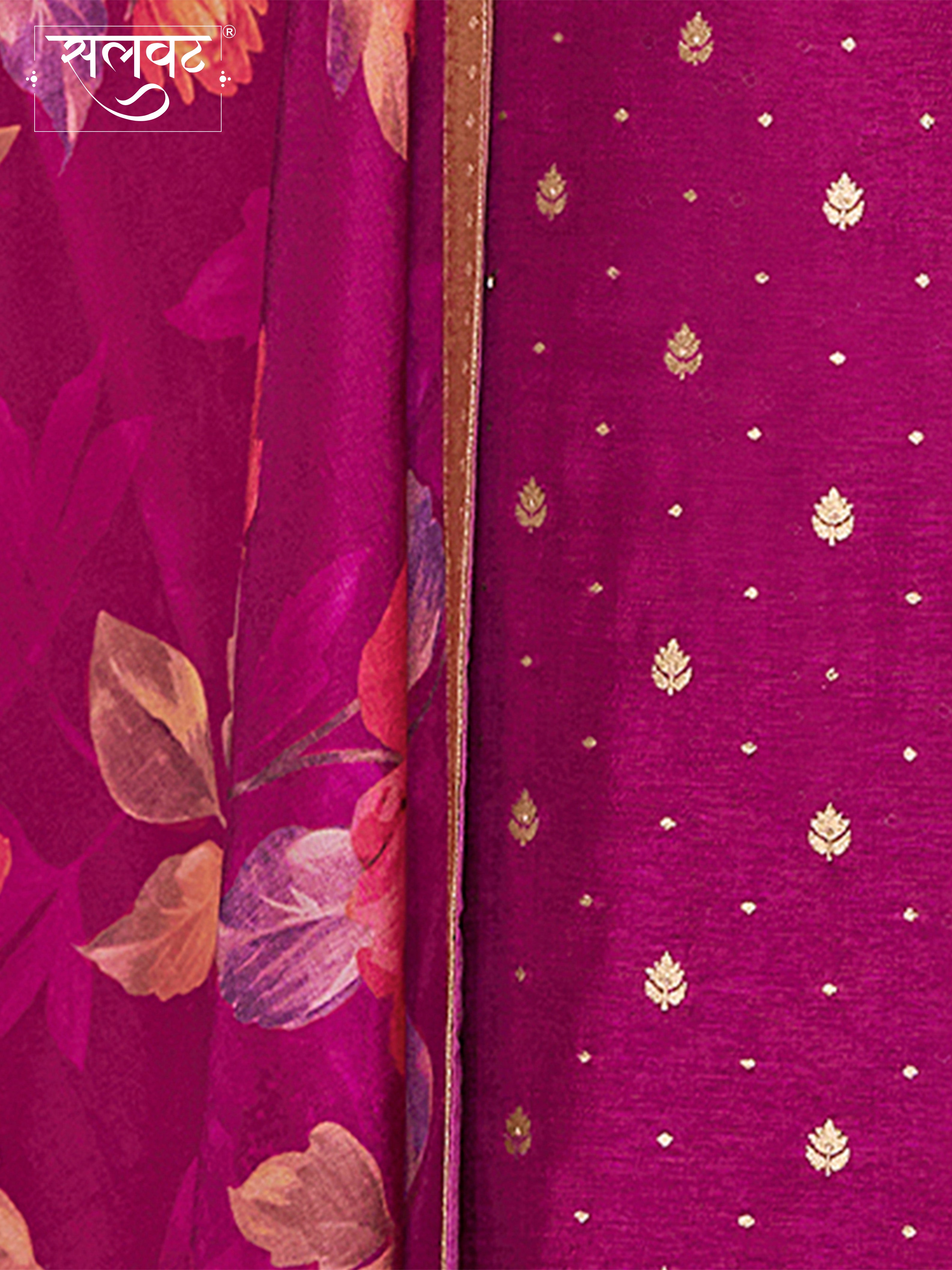 Purple Dola Silk Kurta Set with Jacquard Work, Paired with a Dola Silk Digital Printed Dupatta