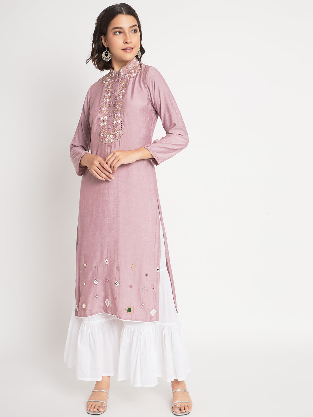 Lavender Handwork Suit and Sharara Set