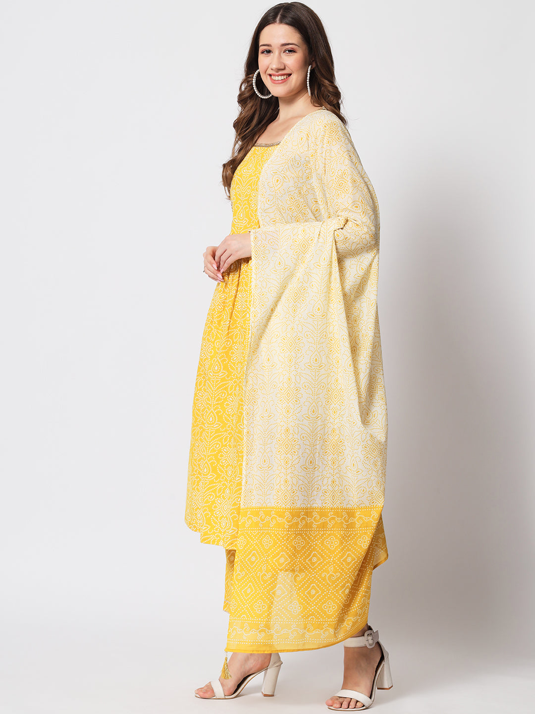 Daffodil Yellow Pleated Straight Kurta Set