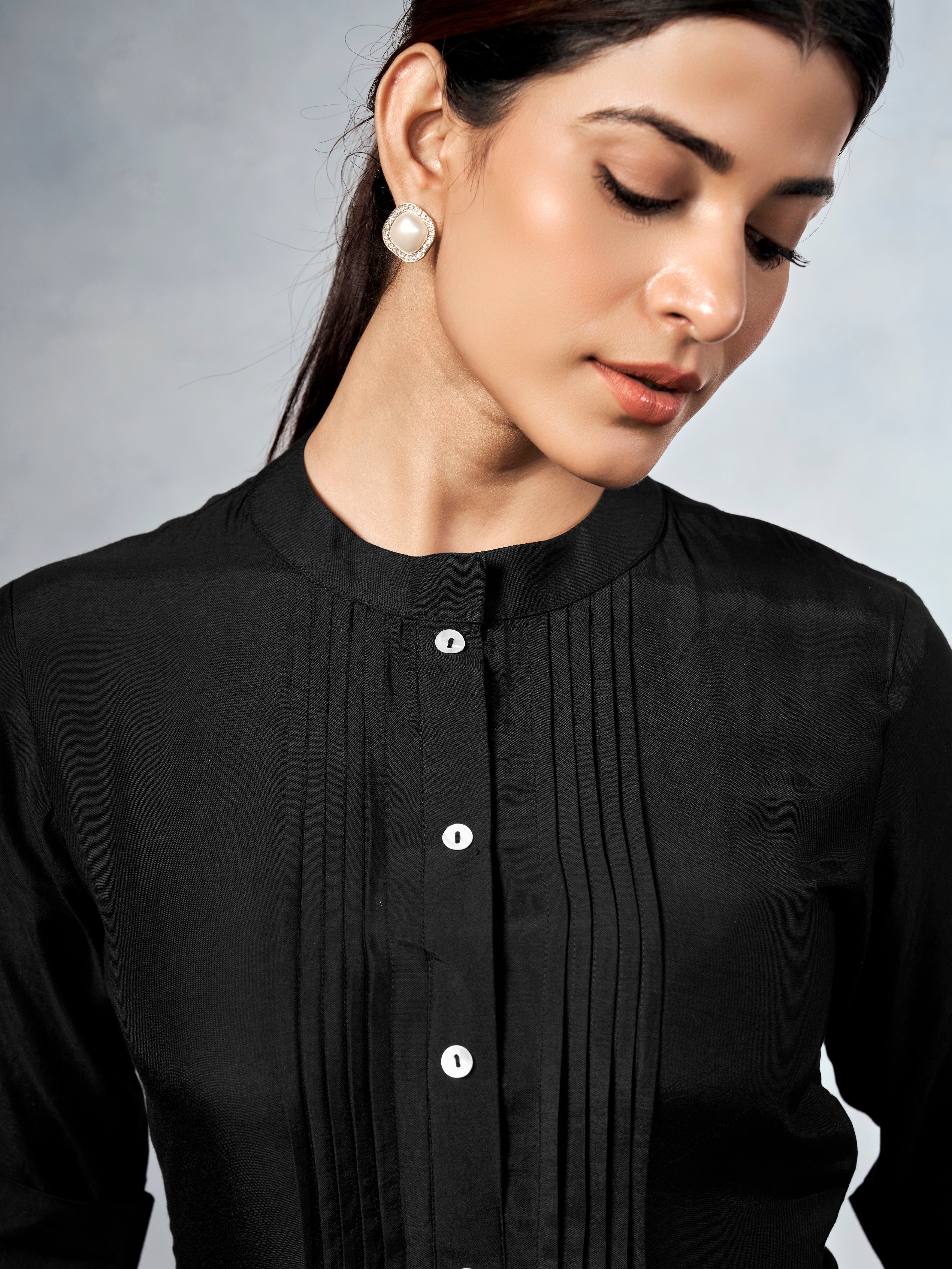 Black muslin kurta-style co-ord set