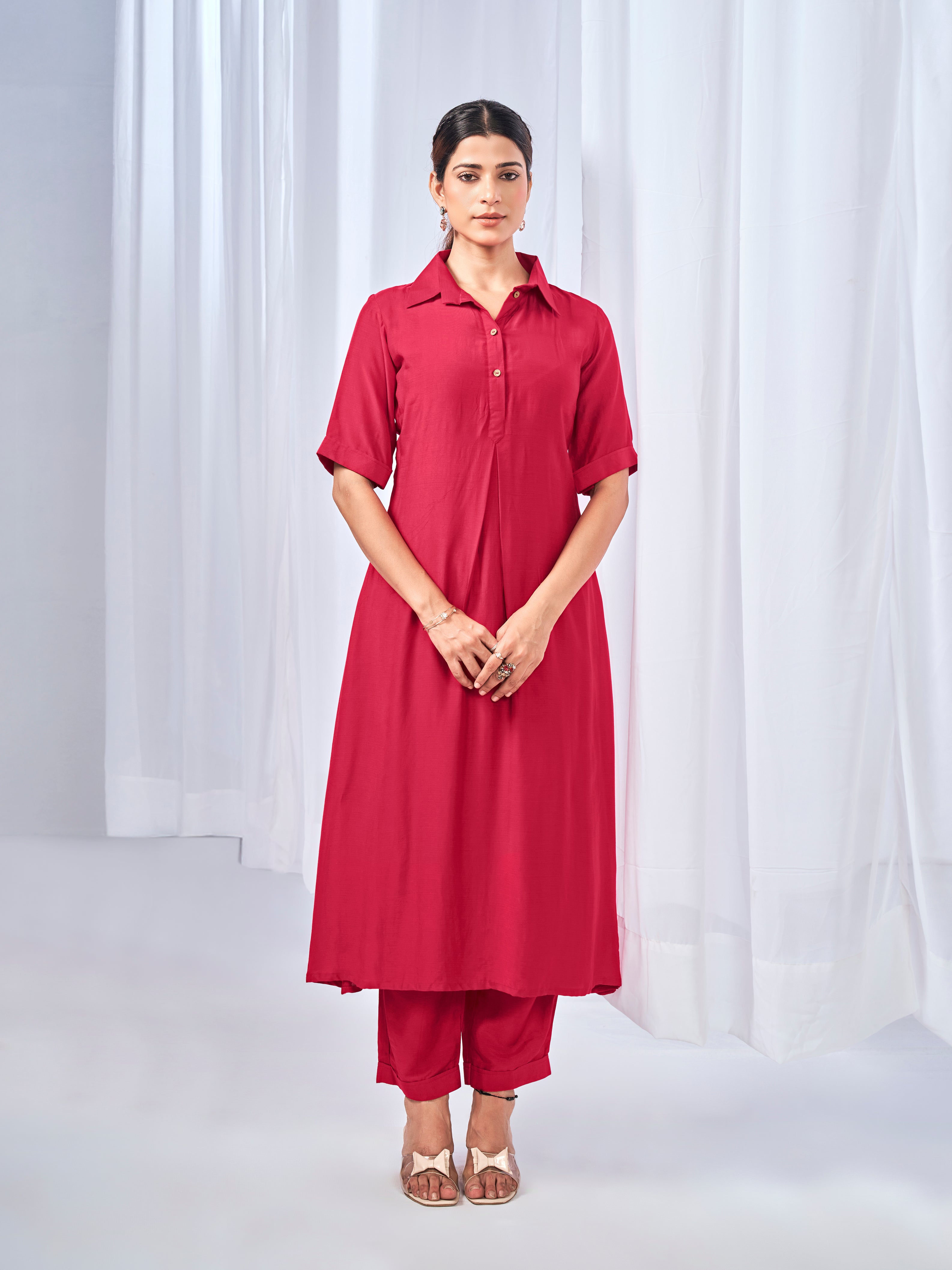 Red  box pleat coord set