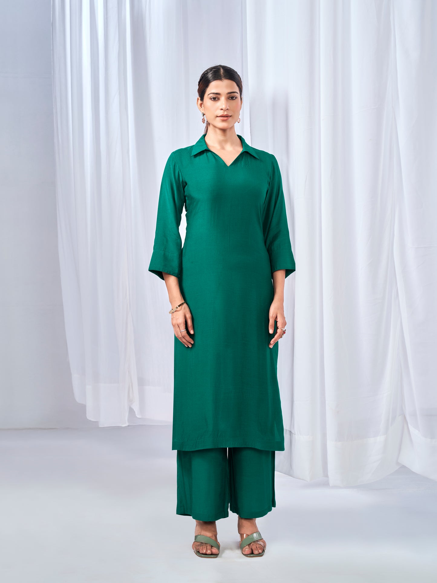 Green kurta style coord set