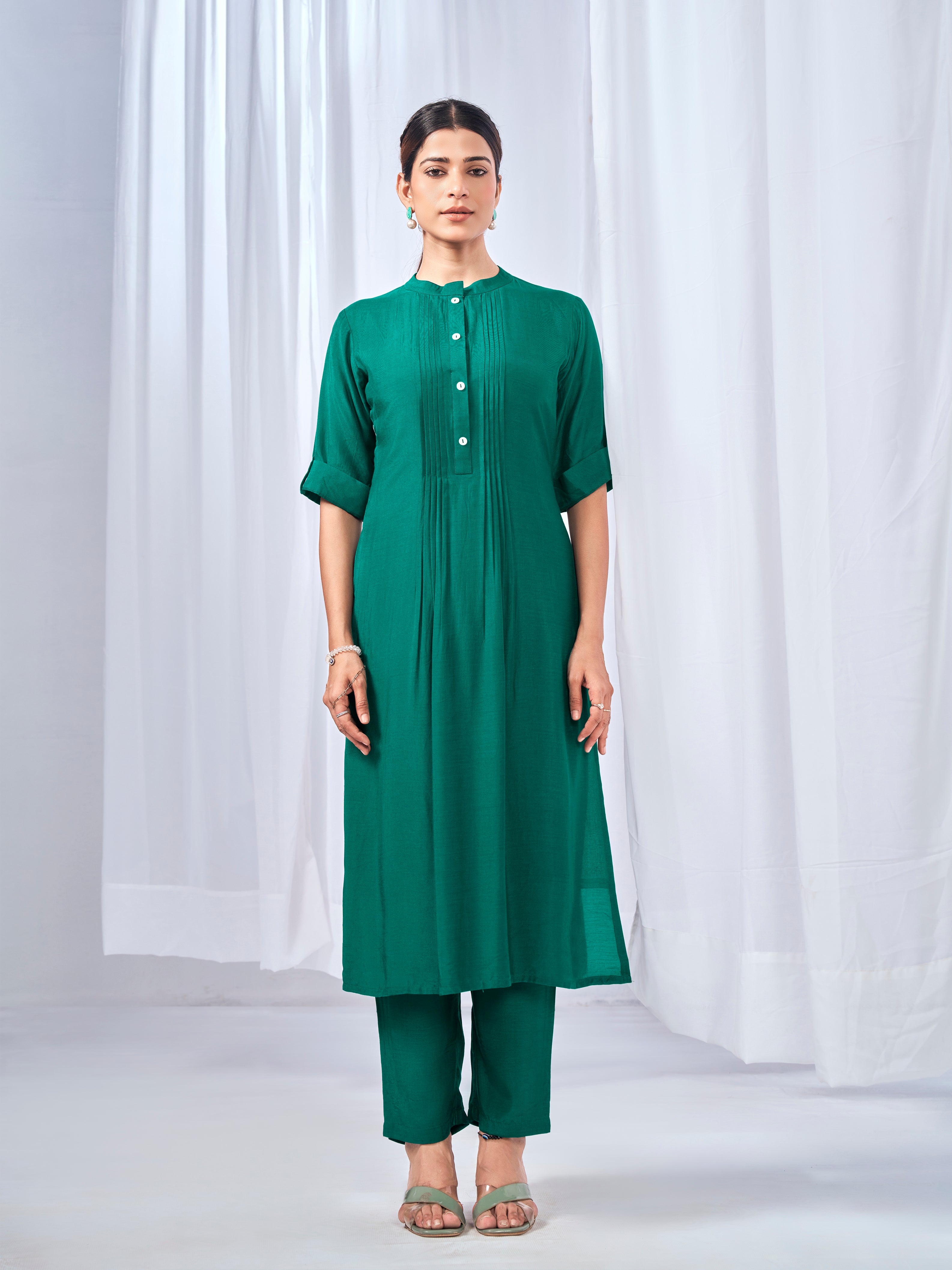 Green kurta style coord set
