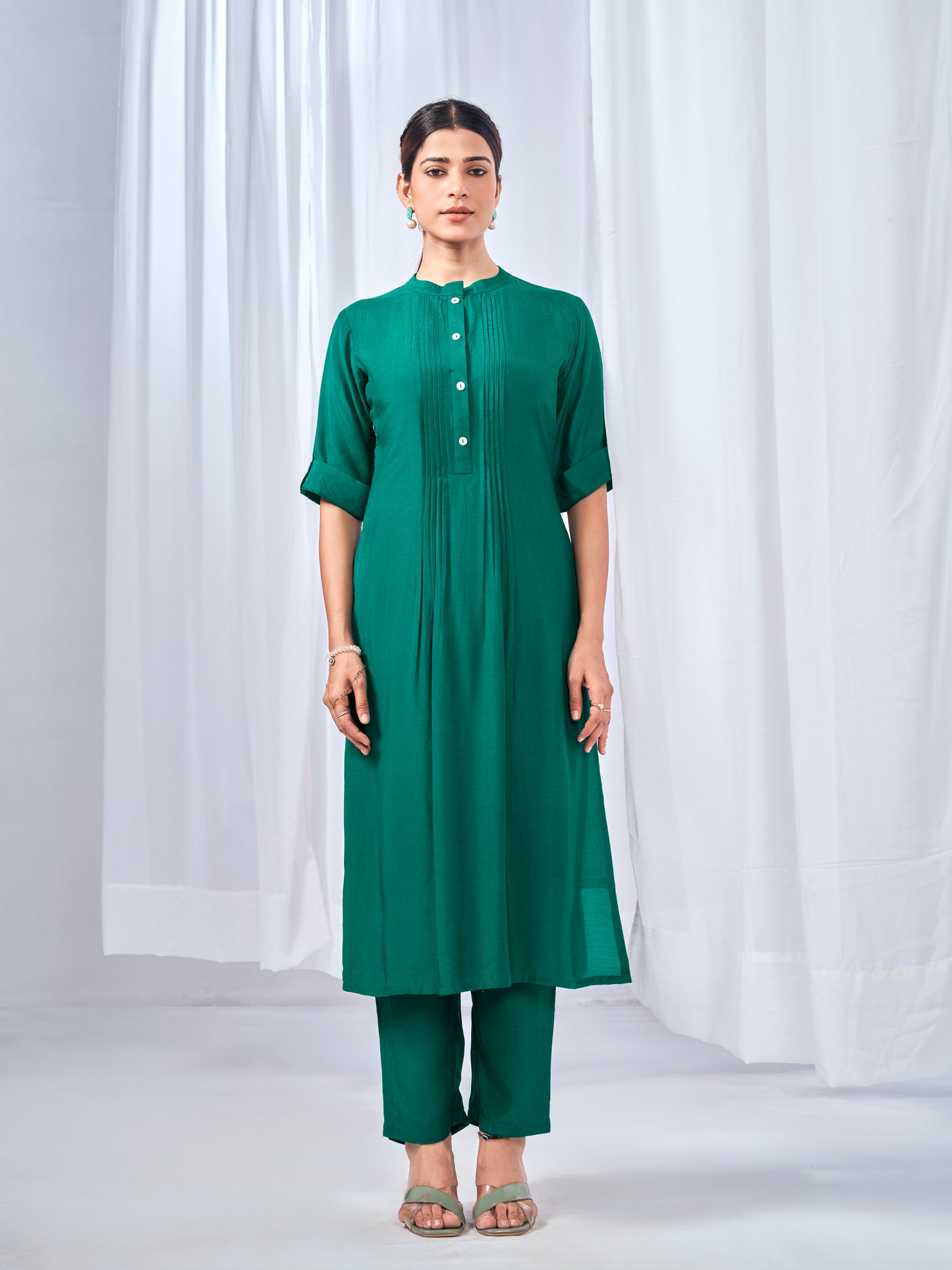 Green kurta style coord set