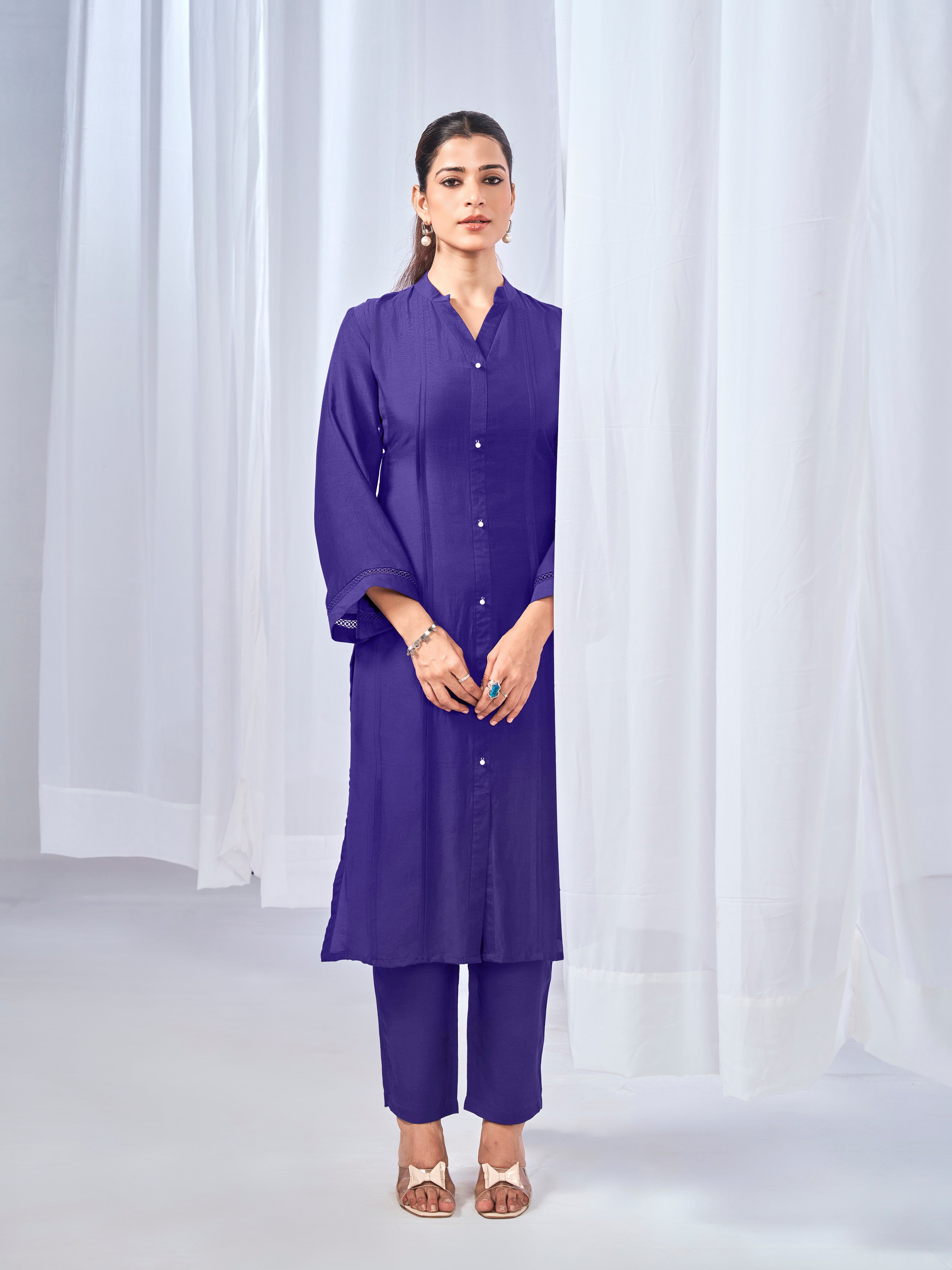 Purple kurta and trousers co-ord set