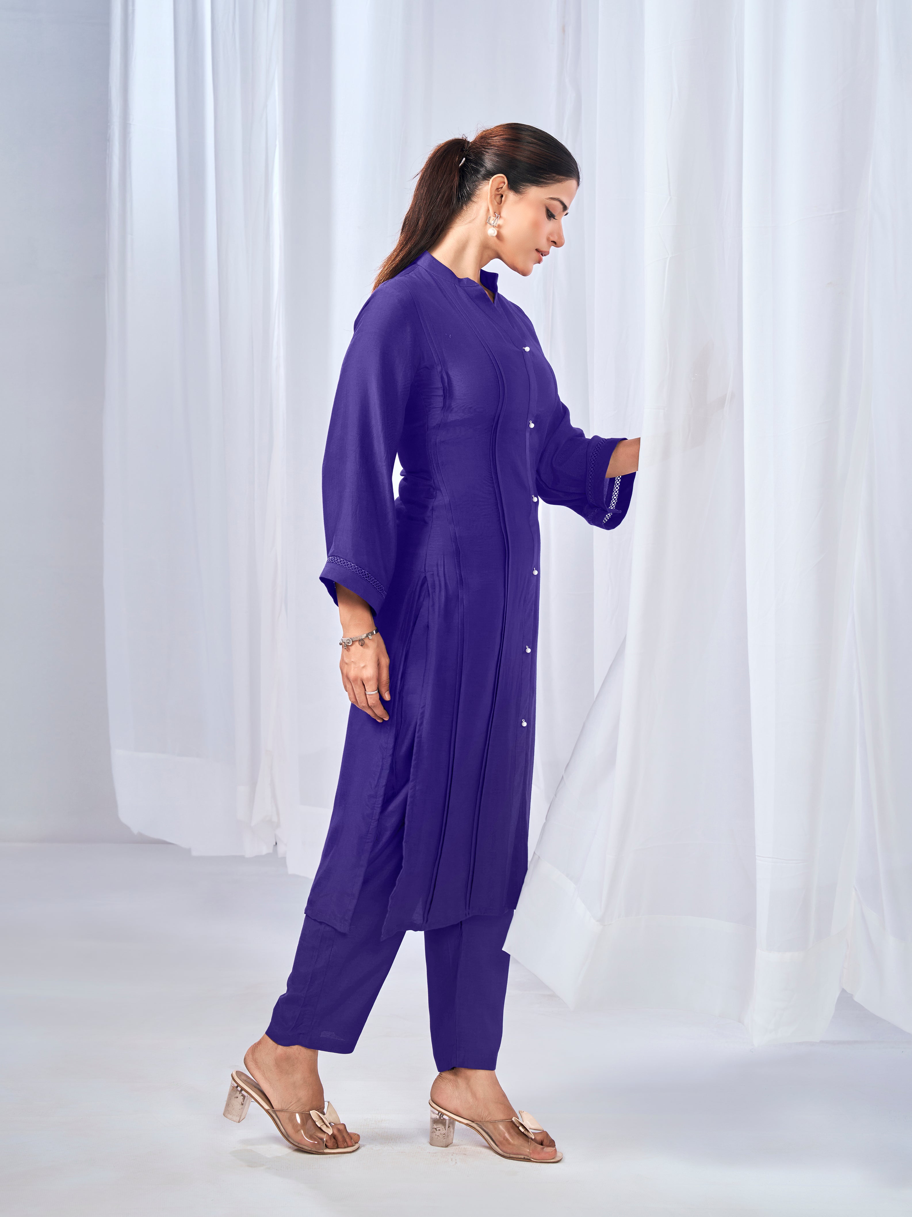 Purple kurta and trousers co-ord set