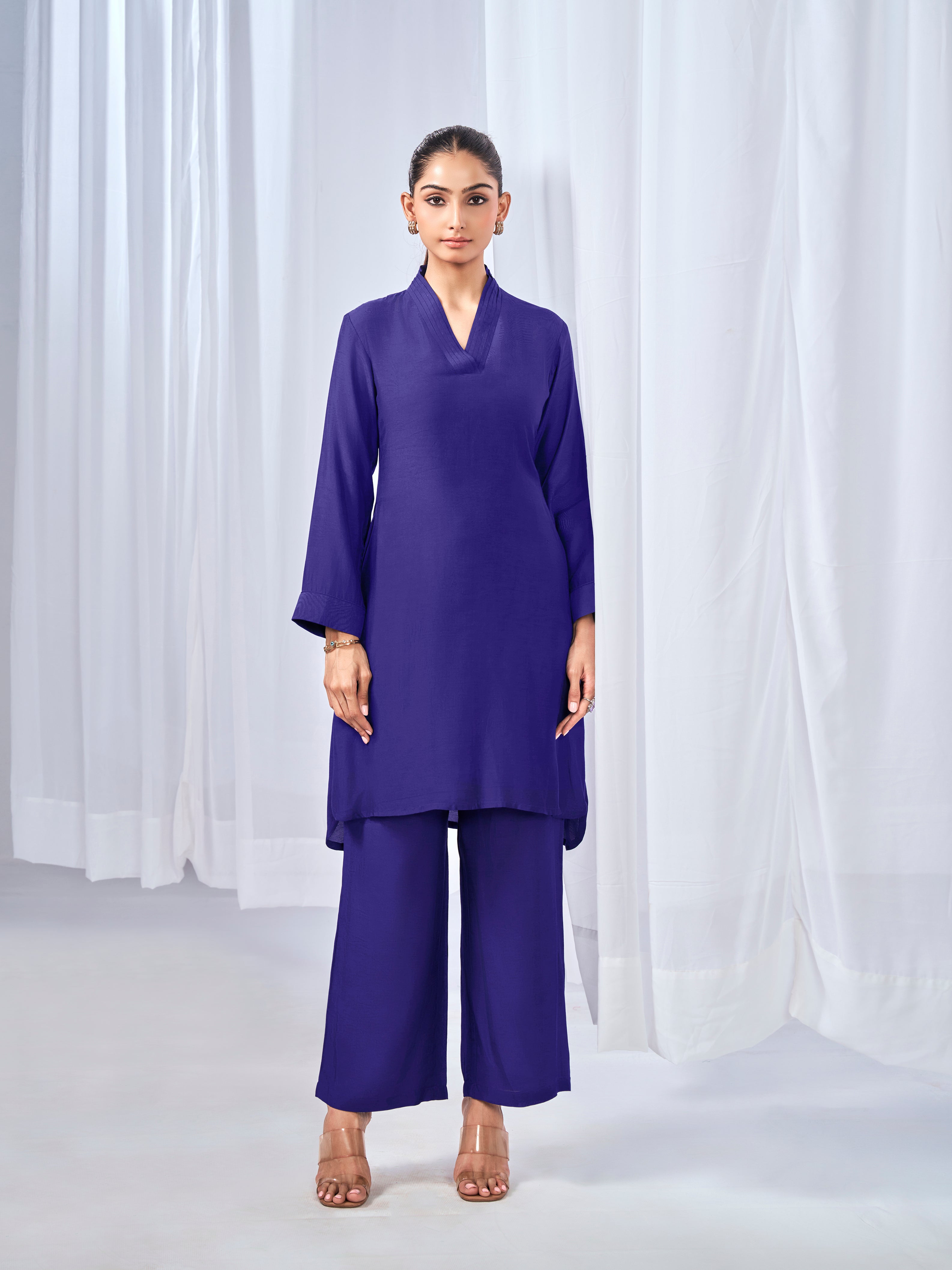 Purple coord set in a solid design