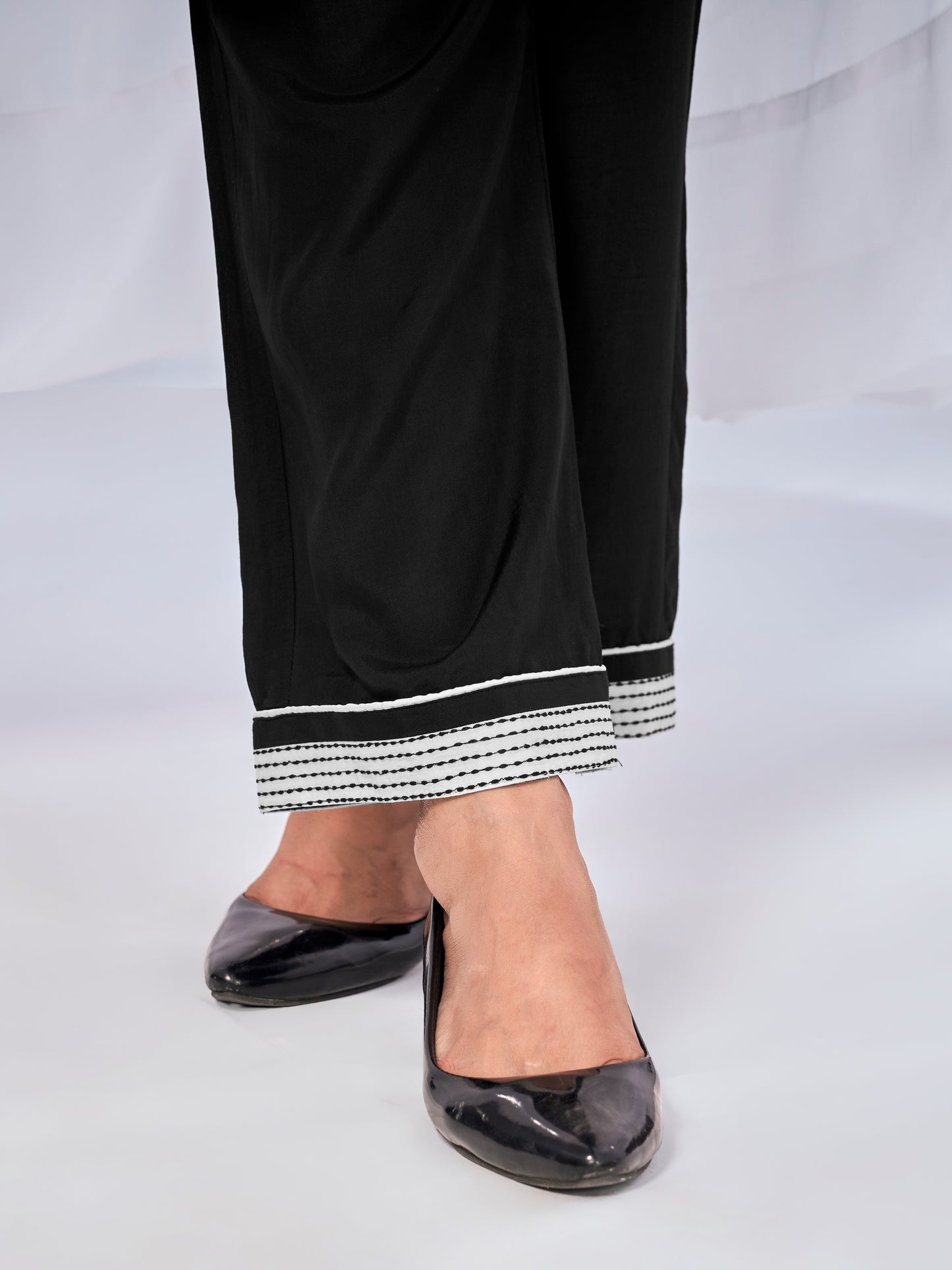 Black coord set with subtle sticthing pattern