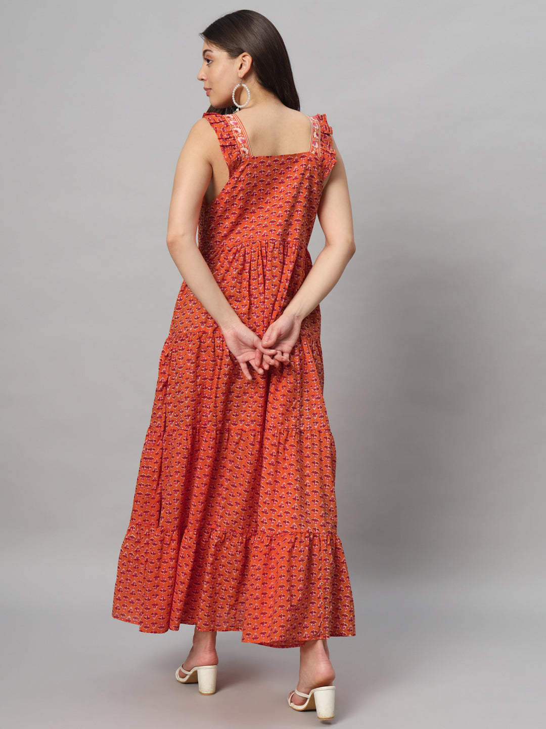 Orange Cotton Long Dress