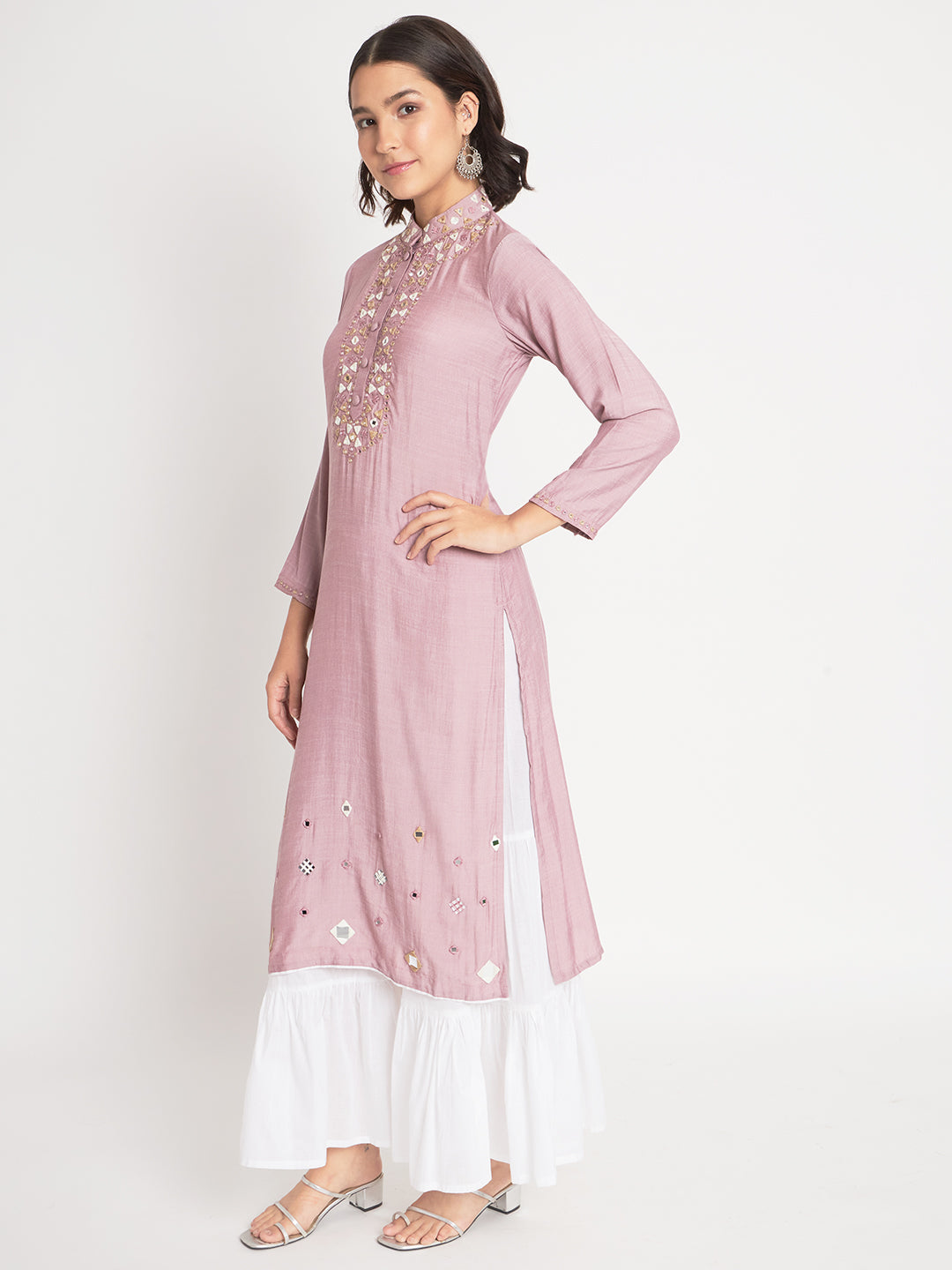 Lavender Handwork Suit and Sharara Set