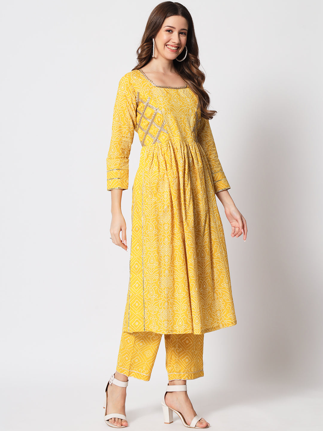 Daffodil Yellow Pleated Straight Kurta Set