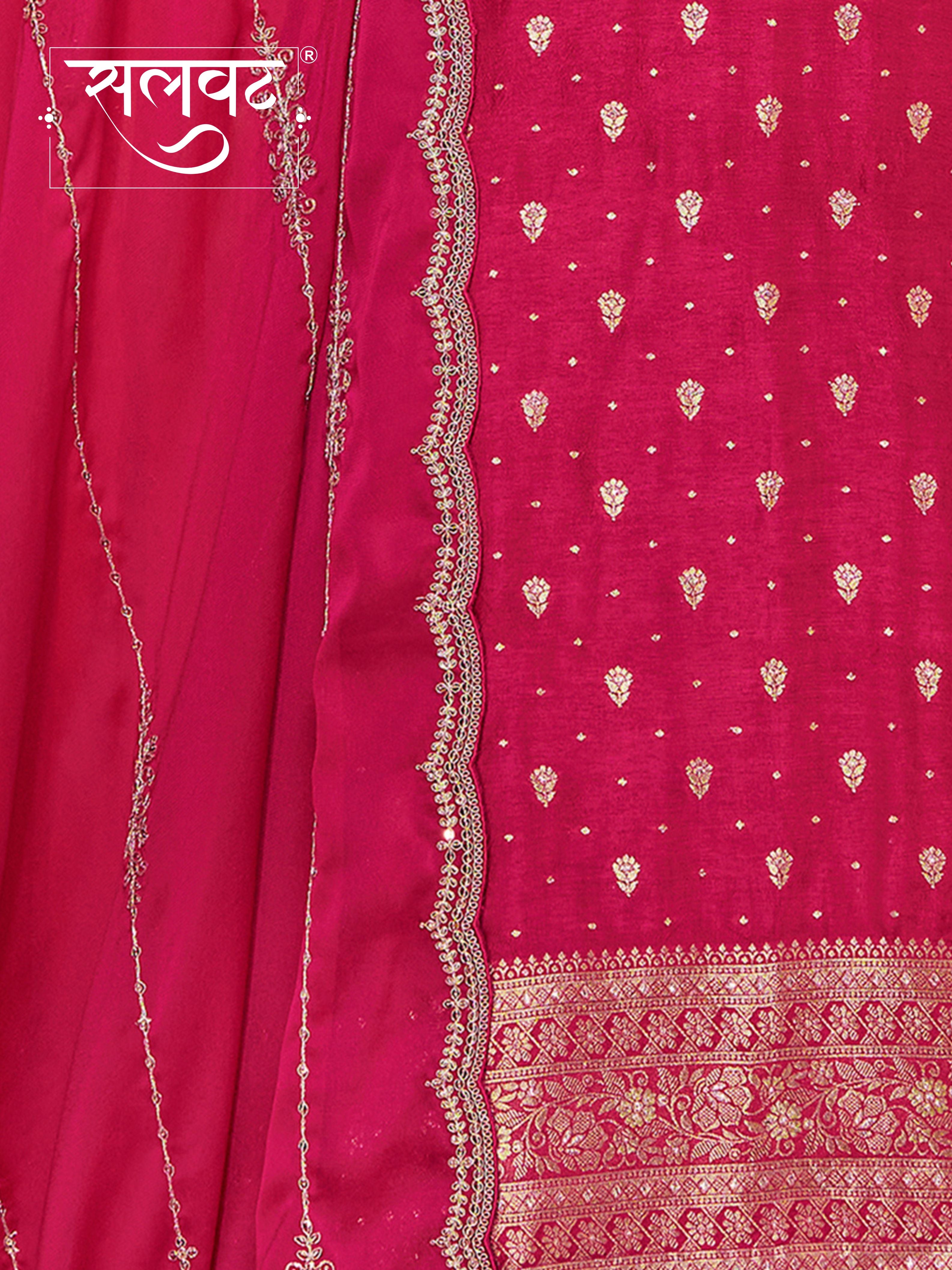 Pink Dola Silk Fabric Kurta with Embroidered & Jacquard Work Paired with Rangoli Fabric Dupatta with Patterned Sequins Work.