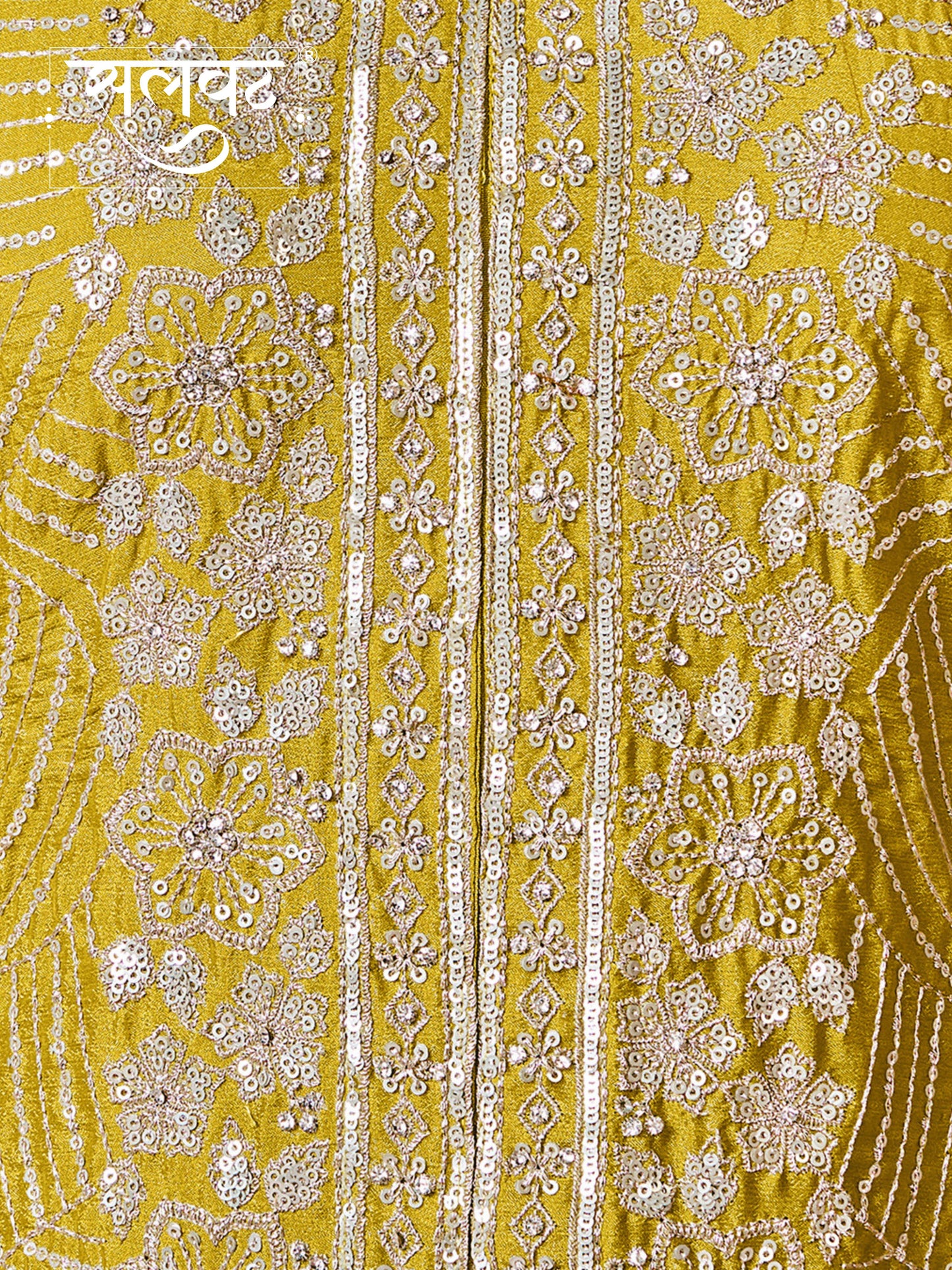 Yellow Chinon Embroidered Sharara Suit with Butti Work and Sequins Scalloped Border Dupatta