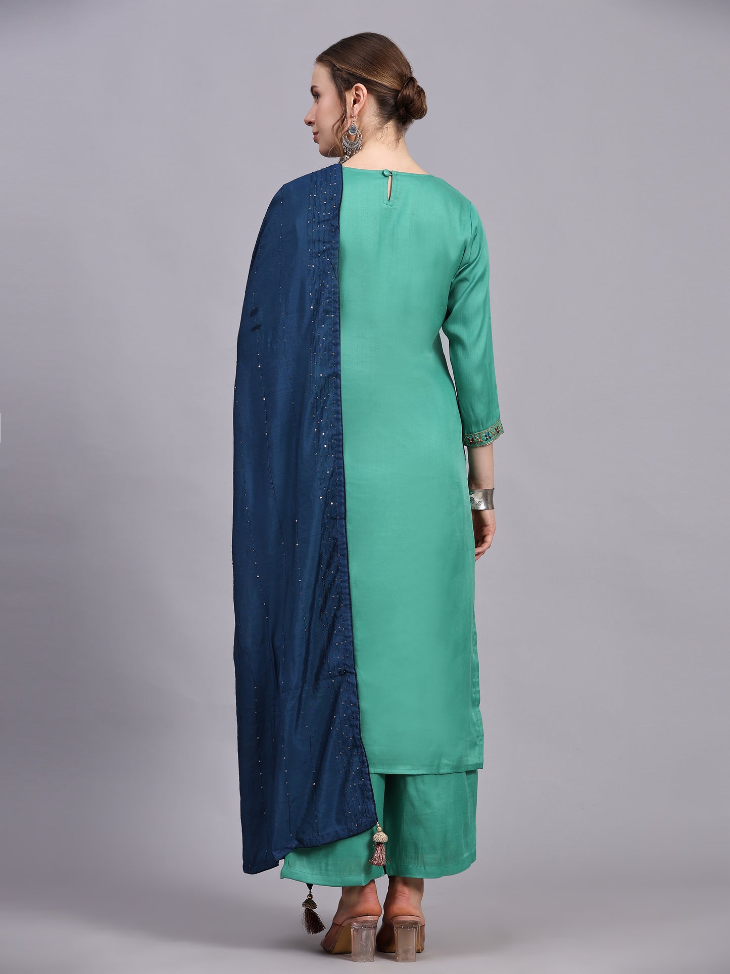 Green Color Embroidery Kurta set