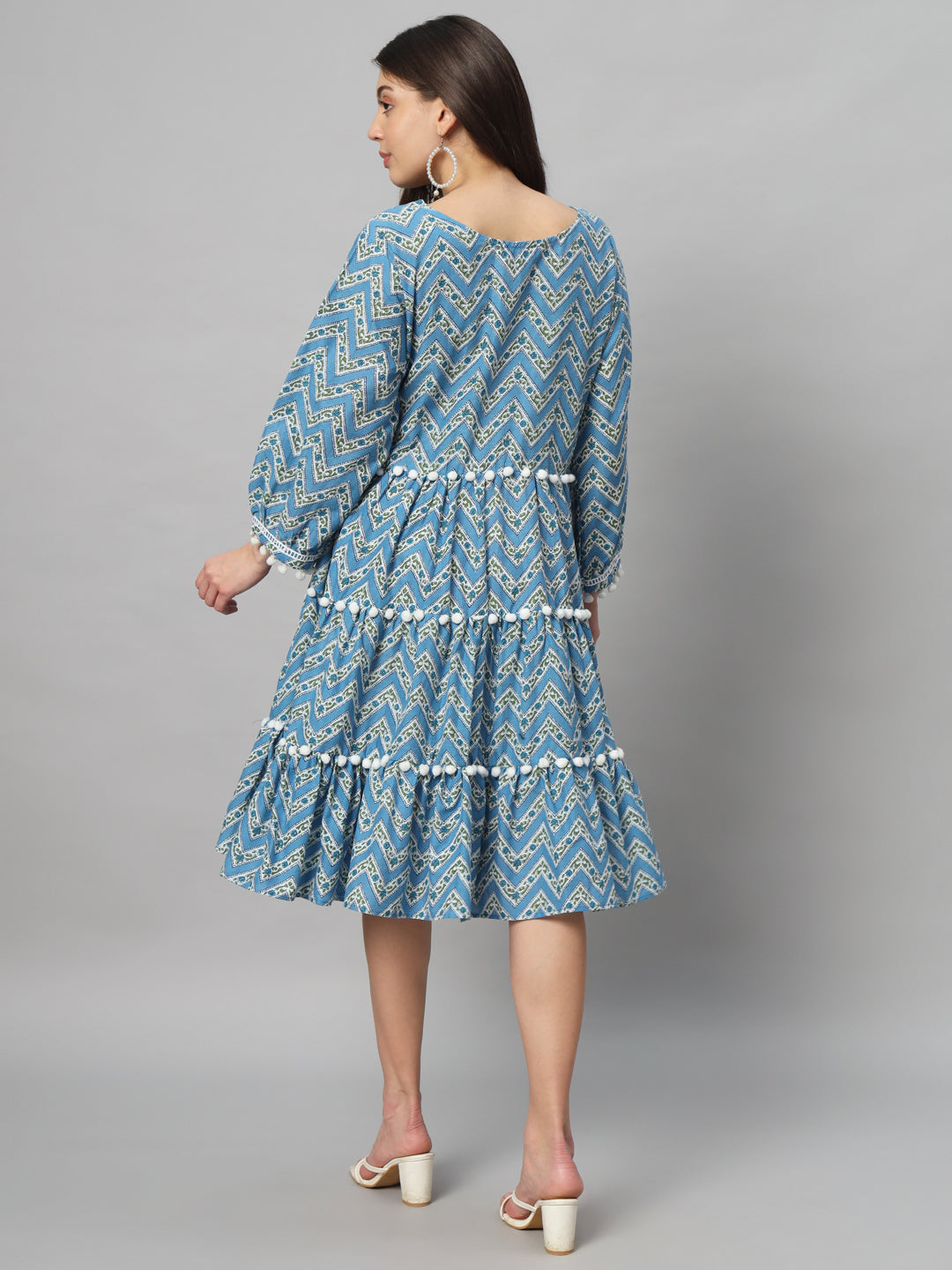 Light Blue Cotton Short Dress