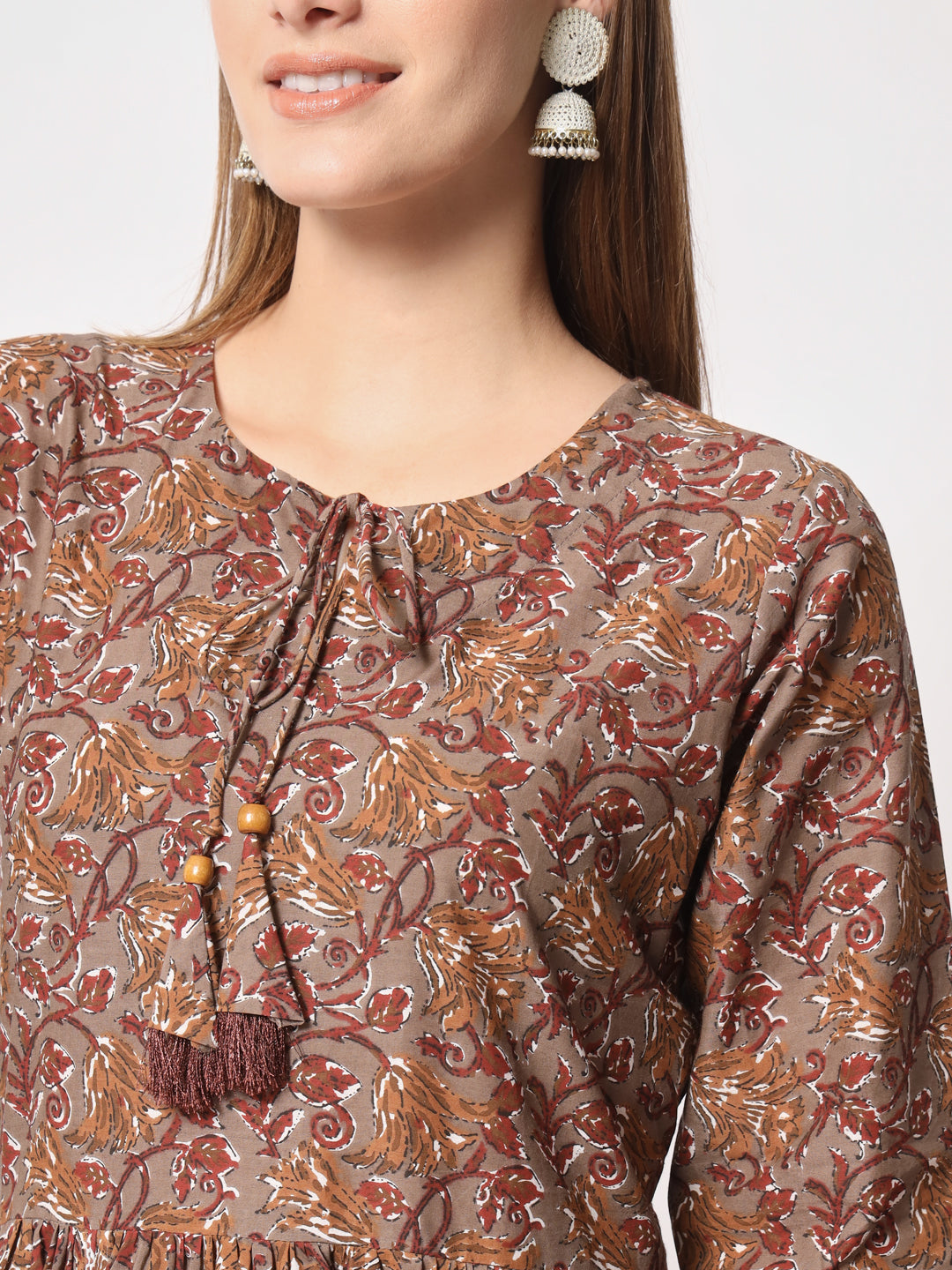 Brown Printed Everyday Cotton Kurta Set