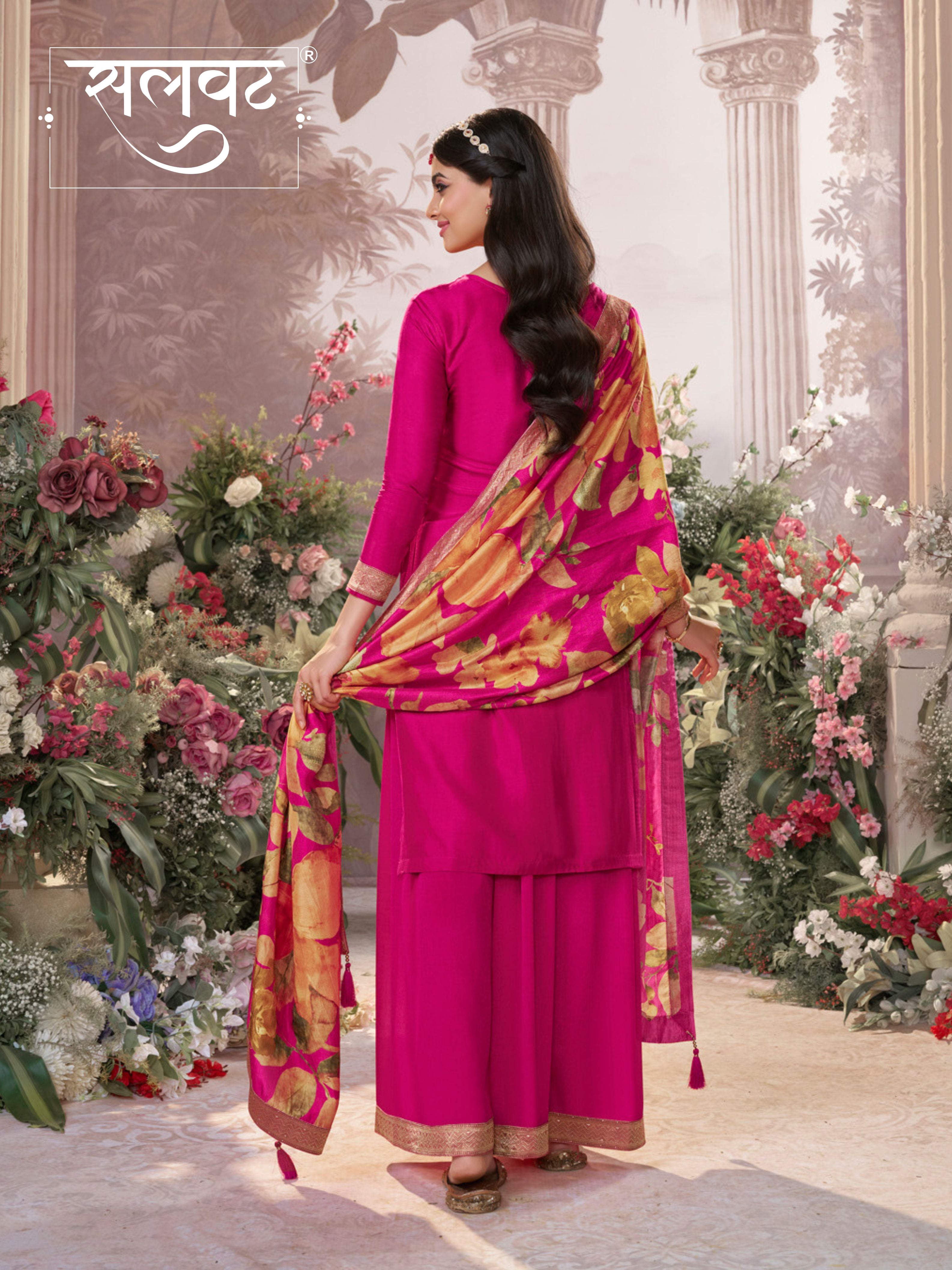 Pink Dola Silk Jacquard & Embroidery Kurta Set with Digital Print Dola Silk Dupatta