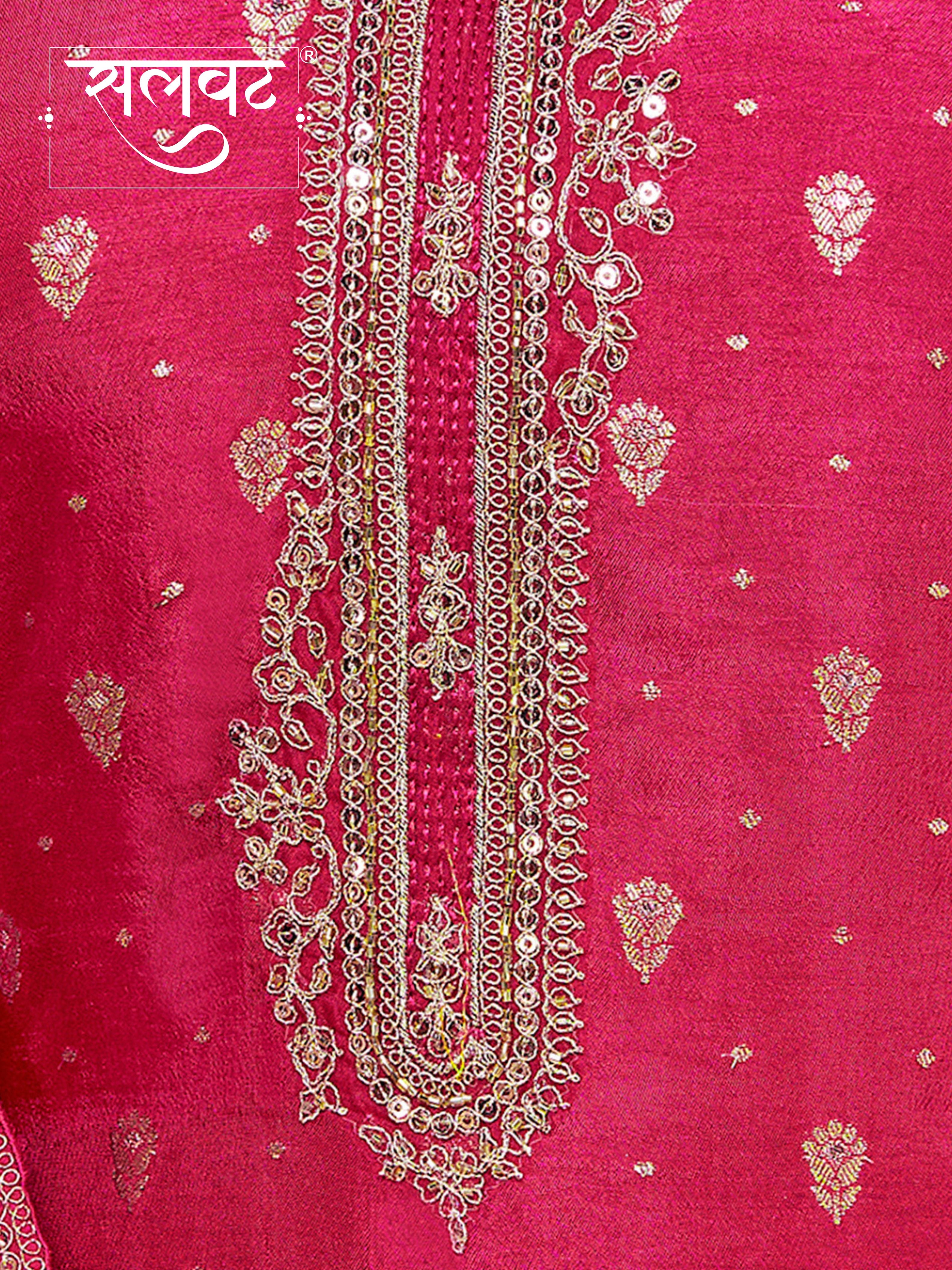 Pink Dola Silk Fabric Kurta with Embroidered & Jacquard Work Paired with Rangoli Fabric Dupatta with Patterned Sequins Work.