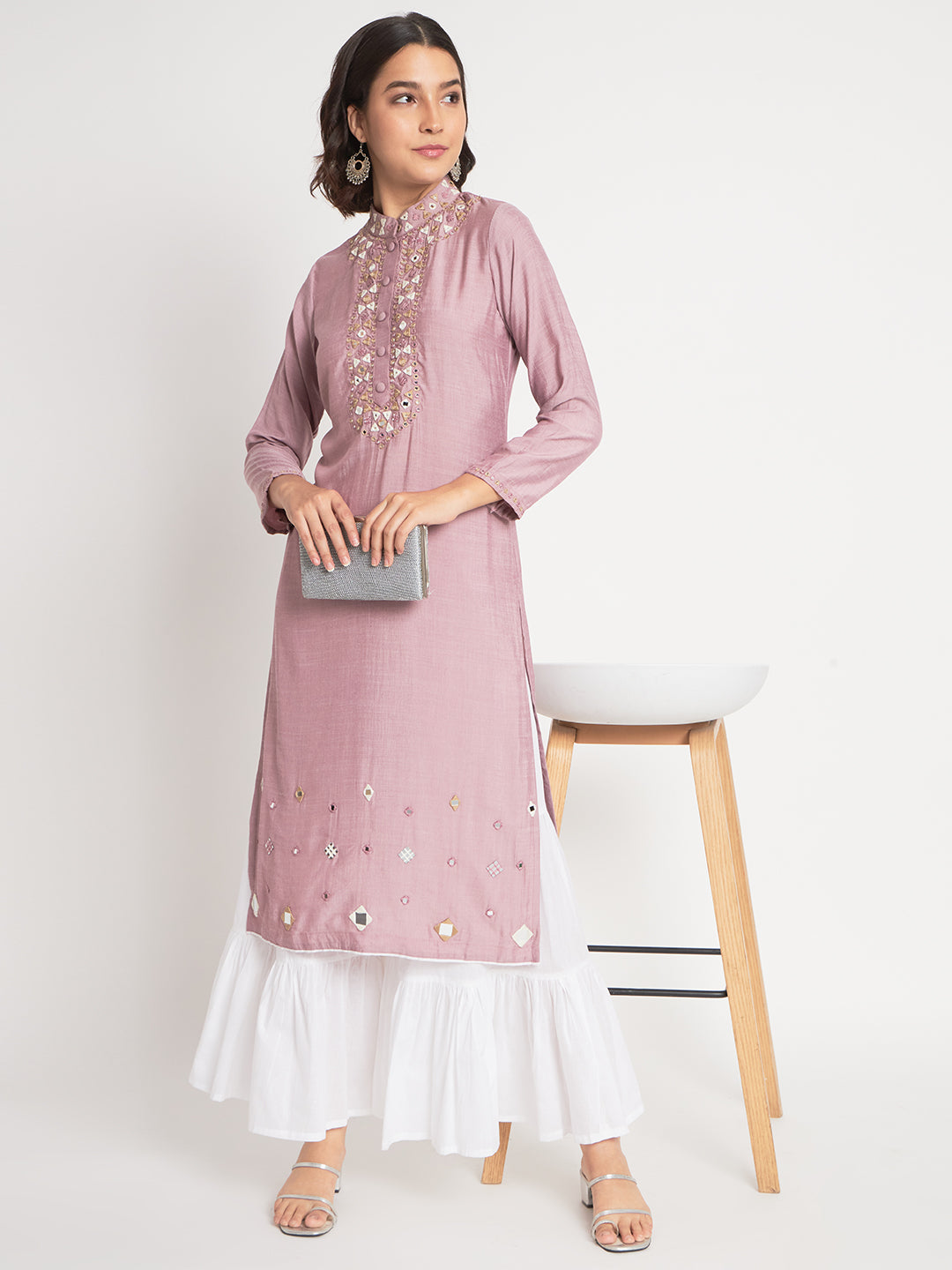 Lavender Handwork Suit and Sharara Set