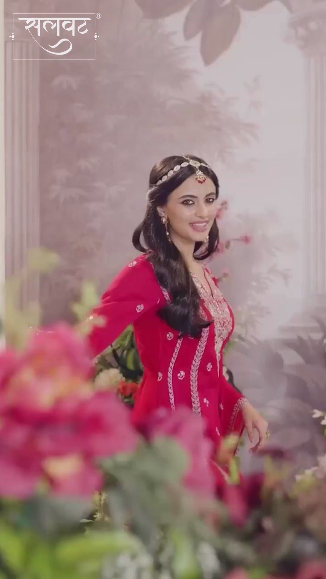 Hot Pink Vichitra Silk Kurta Suit Set with Embroidered Work Paired with Vichitra Silk Dupatta with Embroidered Work