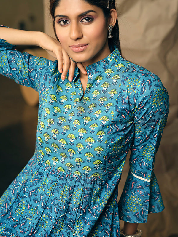 Cobalt Blue Indo Western Kurta Set - Salwat