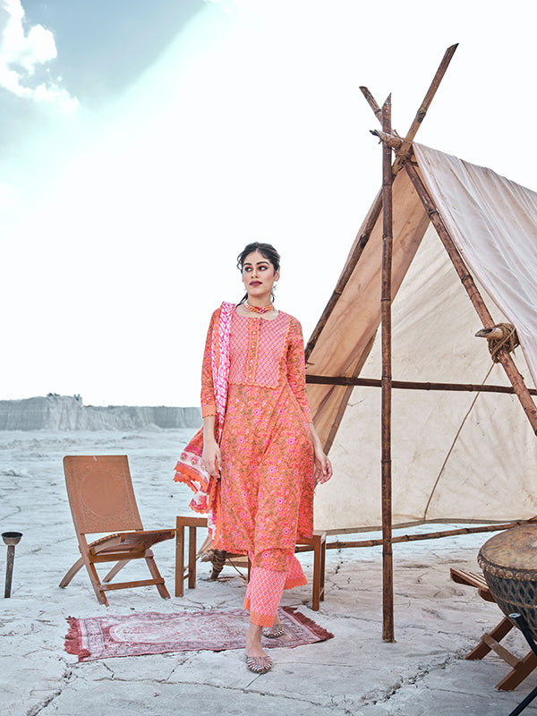 Pink Embroidered Kurta Set - Salwat